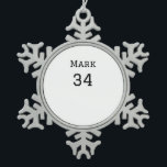 team name add player name date sports men  snowflake pewter christmas ornament<br><div class="desc">design</div>