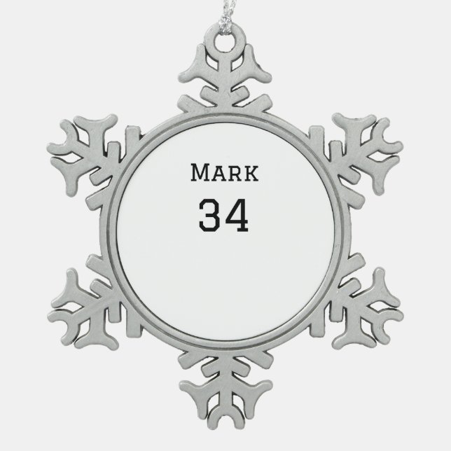 team name add player name date sports men  snowflake pewter christmas ornament (Front)
