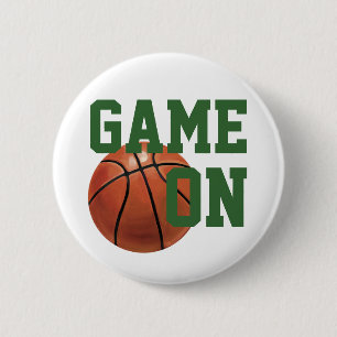 Team Name and Number Basketball 2 Inch Round Button