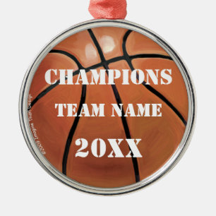 Team Name and Number Basketball Metal Ornament