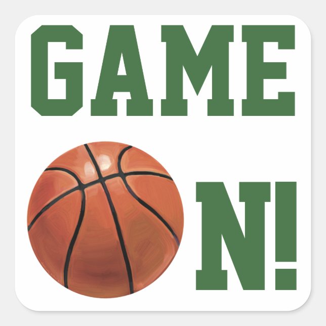 Team Name and Number Basketball Square Sticker (Front)