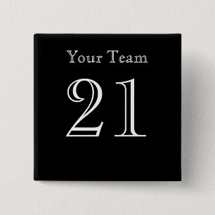 Team Name and Number Custom 2 Inch Square Button