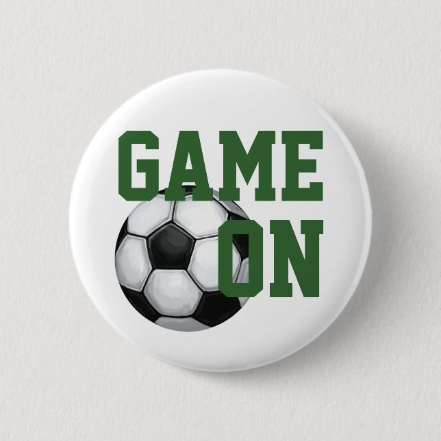 Team Name and Number Soccer Ball 2 Inch Round Button (Front)