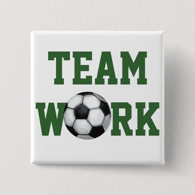 Team Name and Number Soccer Ball 2 Inch Square Button (Front)