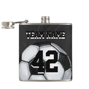 Team Name and Number Soccer Ball Hip Flask