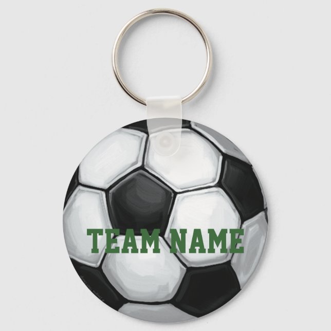 Team Name and Number Soccer Ball Keychain (Front)