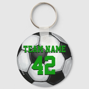 Team Name and Number Soccer Ball Keychain