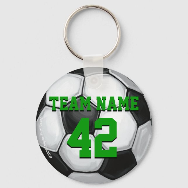Team Name and Number Soccer Ball Keychain (Front)