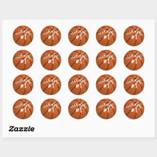 Team Name Basketball Classic Round Sticker