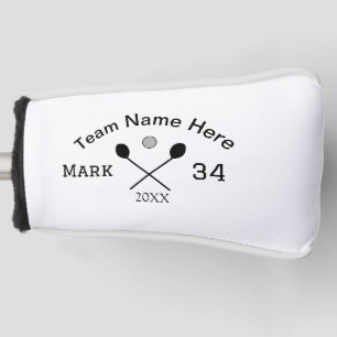 Team name here add name number ball paddle golf head cover