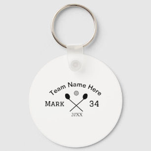 Team name here add name number ball paddle golf keychain