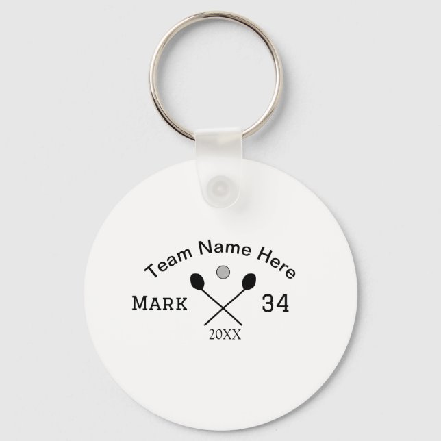 Team name here add name number ball paddle golf  keychain (Front)