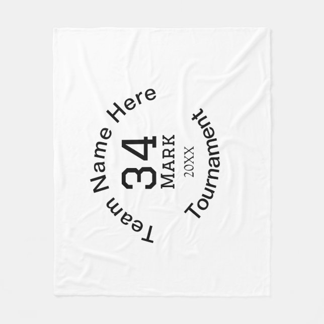 Team name here add name tournament year text fleece blanket (Front)