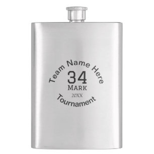 Team name here add name tournament year text hip flask