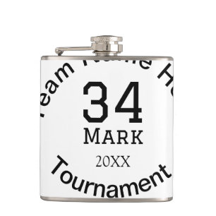 Team name here add name tournament year text hip flask