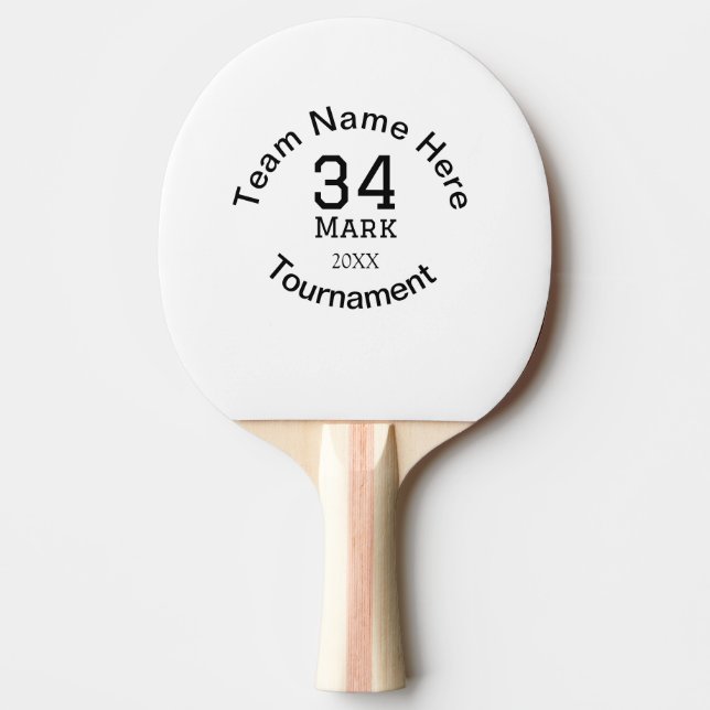 Team name here add name tournament year text ping pong paddle (Front)