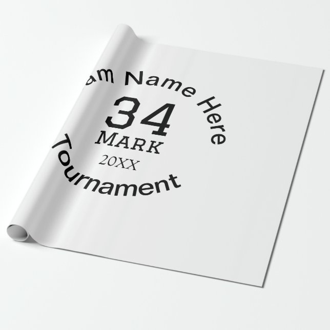 Team name here add name tournament year text wrapping paper (Unrolled)