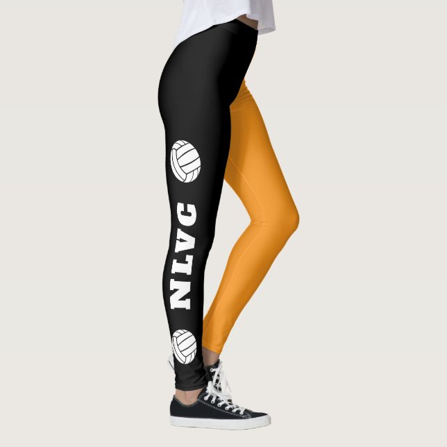 team name text up leg ANY color volleyball Leggings (Right)