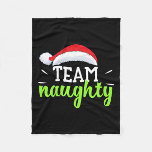 Team Naughty Christmas Couple Matching Team Nice Fleece Blanket