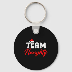 Team Naughty Funny Christmas Couple Matching Team Keychain