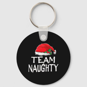 Team Naughty Funny Christmas Pyjamas Santa Claus M Keychain