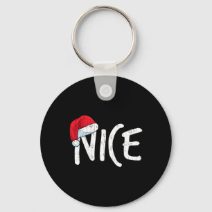 Team Naughty Nice Funny Matching Christmas Couples Keychain
