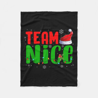 Team Naughty Nice Santa Hat Funny Christmas Matchi Fleece Blanket