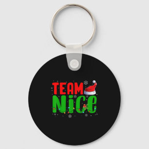 Team Naughty Nice Santa Hat Funny Christmas Matchi Keychain