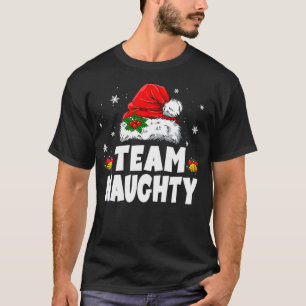 Team Naughty Santa Red Buffalo Plaid Christmas Paj T-Shirt