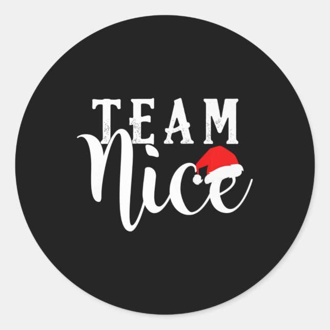 Team Naughty - Team Nice Funny Christmas Couple Ma Classic Round Sticker (Front)