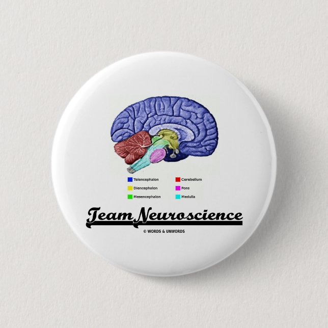 Team Neuroscience (Brain Anatomy Attitude) 2 Inch Round Button (Front)