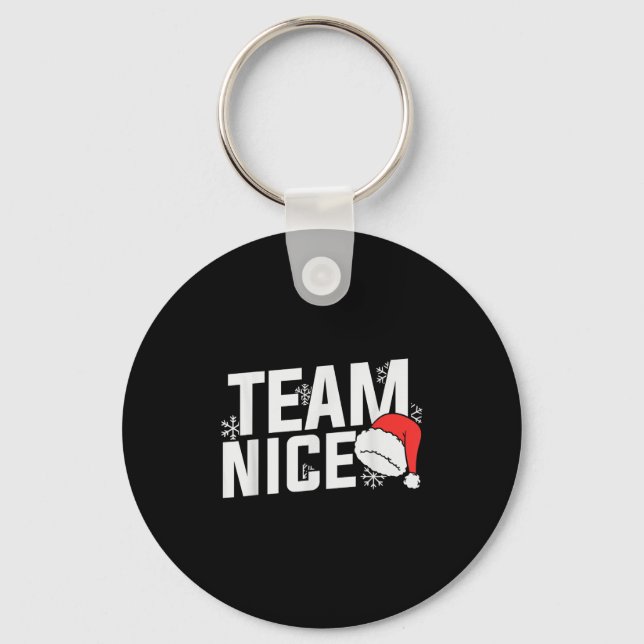 Team Nice Family Christmas Apparel Uni Kids &amp;  Keychain (Front)