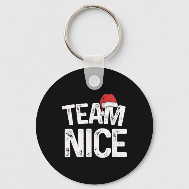 Team Nice Matching Christmas Couples Costume Naugh Keychain (Front)