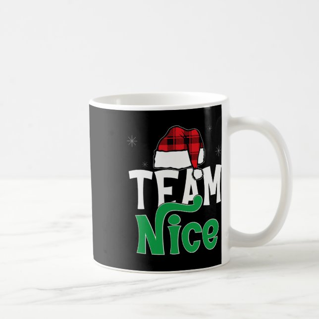 Team Nice Naughty Plaid Xmas Pjs 2024 Funny Couple Coffee Mug (Right)