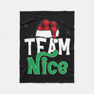Team Nice Naughty Plaid Xmas Pjs 2024 Funny Couple Fleece Blanket