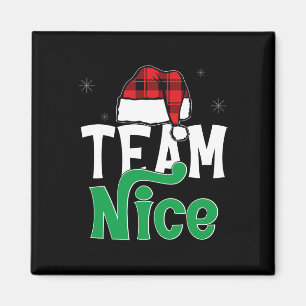 Team Nice Naughty Plaid Xmas Pjs 2024 Funny Couple Magnet