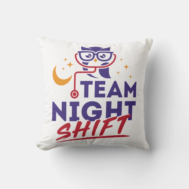 Team Night Shift Hospital Doctor Nurse Staff Throw Pillow (Front)