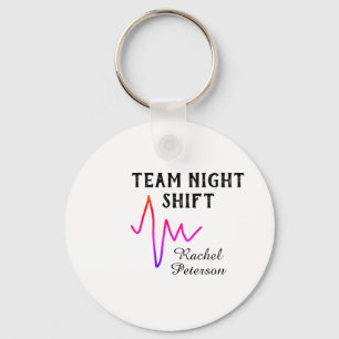 Team night shift nurse doctor medical name heart l keychain