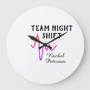 Team night shift nurse doctor medical name heart l large clock