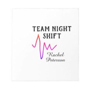 Team night shift nurse doctor medical name heart l notepad