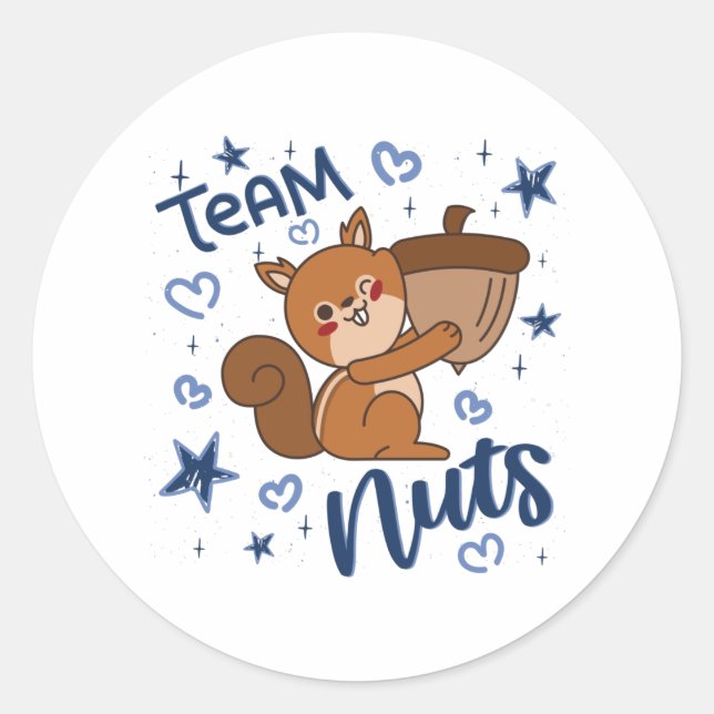 Team Nuts Gender Reveal Party Blue Boy Classic Round Sticker (Front)