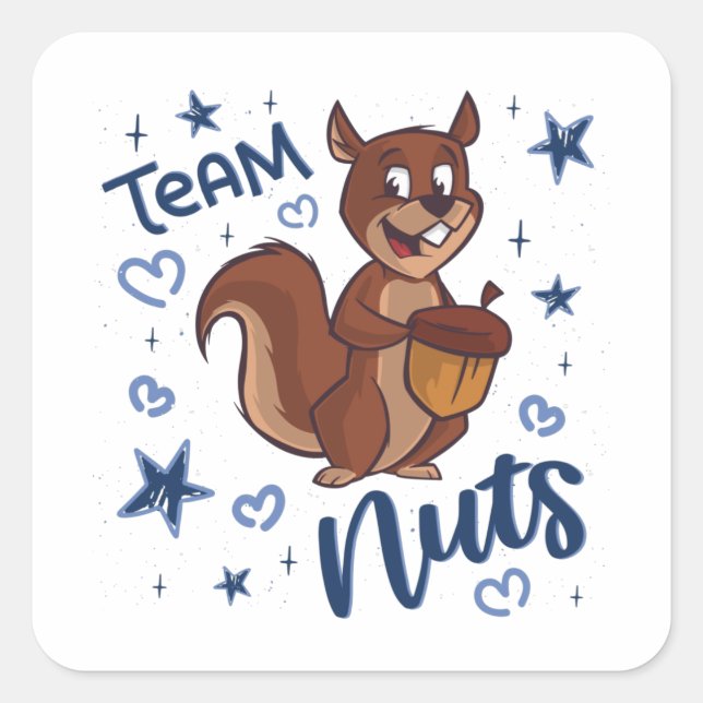 Team Nuts Gender Reveal Party Blue Boy Square Sticker (Front)