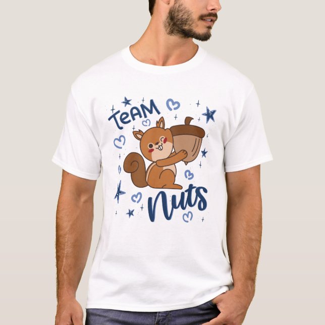 Team Nuts Gender Reveal Party Blue Boy T-Shirt (Front)