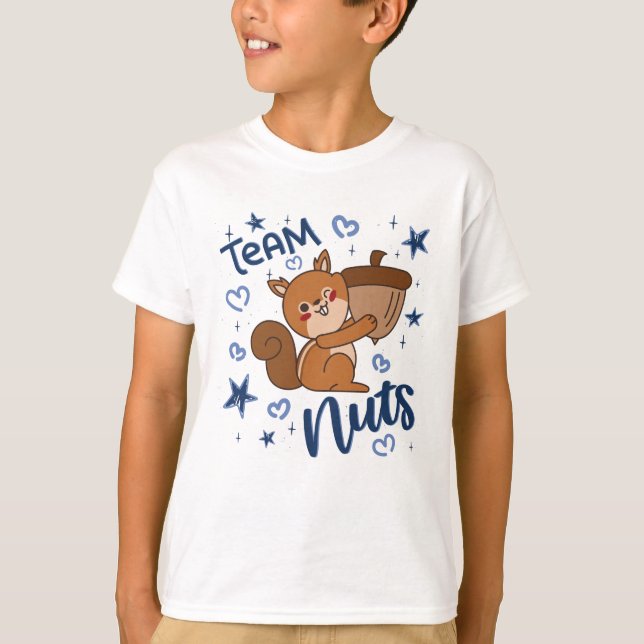 Team Nuts Gender Reveal Party Blue Boy T-Shirt (Front)