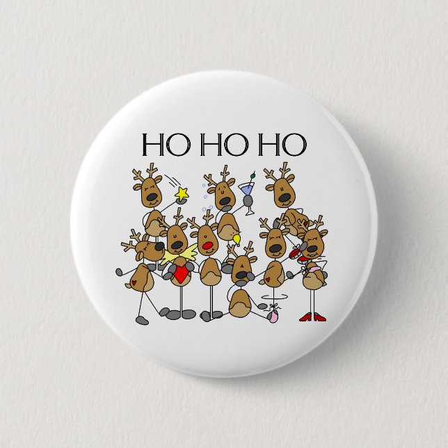 Team of Reindeer 2 Inch Round Button (Front)