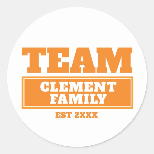 Team orange personalized family or team stickers (Front)