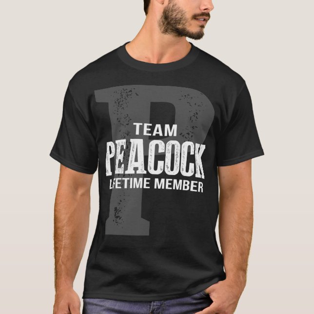 Team PEACOCK Lifetime Member T-Shirt (Front)