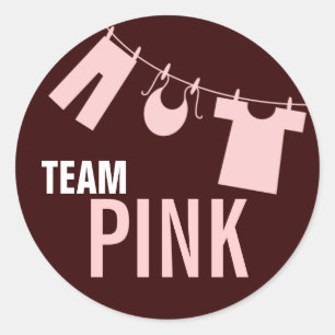 Team Pink Baby Clothes Gender Reveal Team Sticker