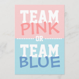 Team Pink or Team Blue Baby Gender Reveal Party Invitation