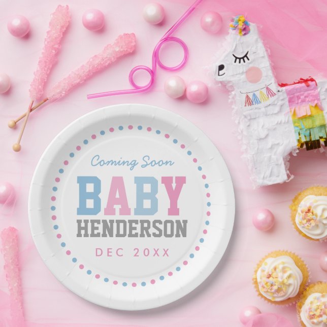 Team Pink or Team Blue Personalized Party Plates (Party)